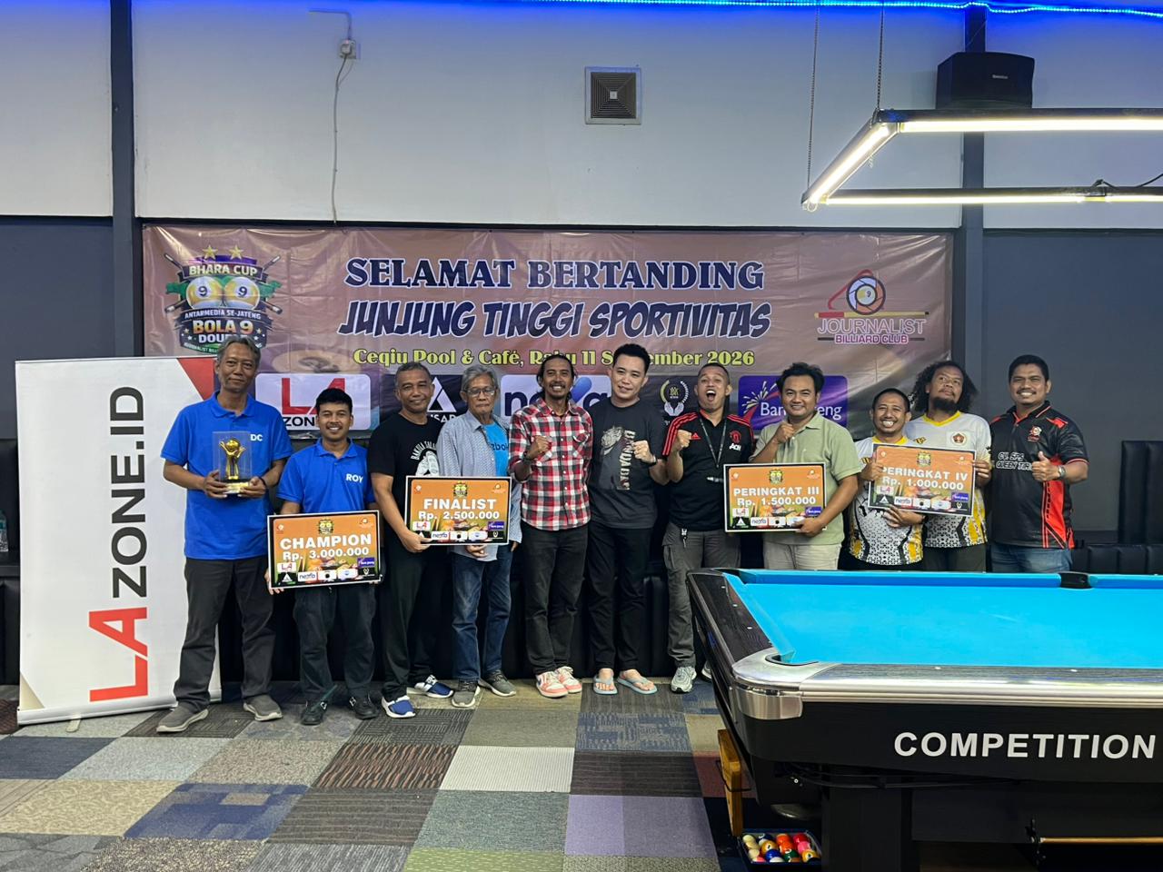 Bhara Cup 2026 di Semarang mempertemukan 16 pasangan wartawan dalam turnamen biliar bola 9 meriahkan Hari Pers Nasional.