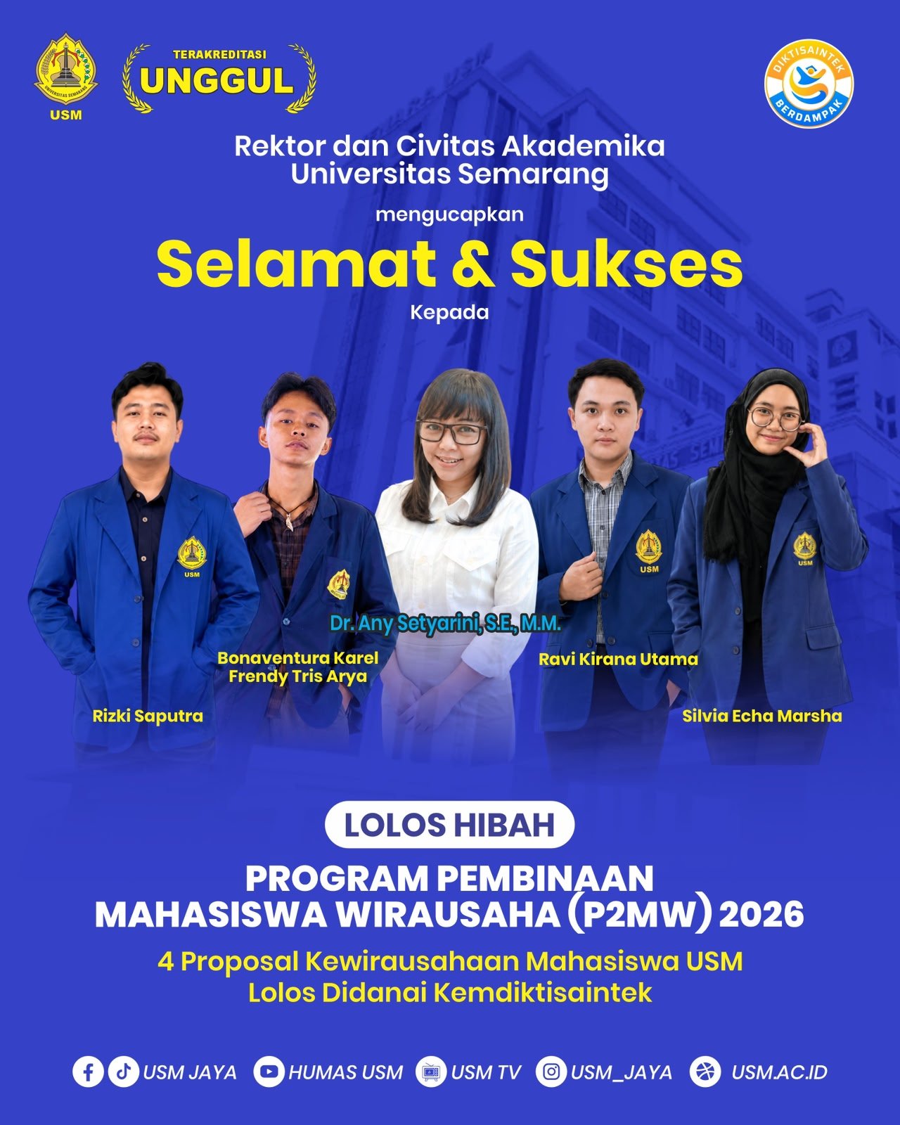 USM Tembus Pendanaan Nasional, Empat Proposal Wirausaha Mahasiswa Siap Bersaing di KMI Expo 2026