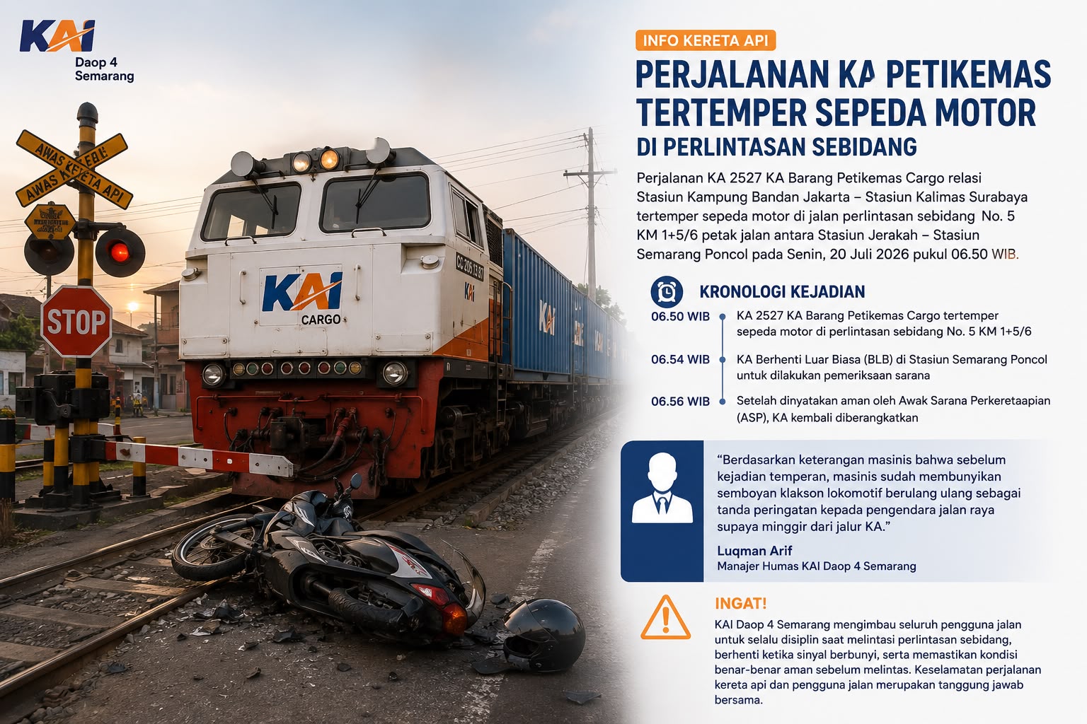 Ilustrasi kecelakan kereta tabrak sepeda motor di Semarang Ilustrasi kecelakan kereta tabrak sepeda motor di Semarang