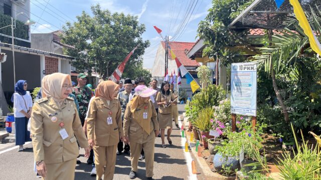 Tim verifikasi lapangan DLH Kota Semarang saat meninjau lingkungan peserta lomba kampung hijau, baru-baru ini.
