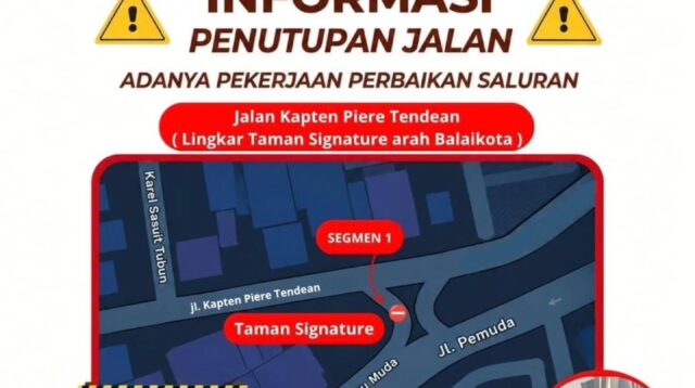 DPU Semarang Tutup Sementara Jalan Kapten Piere Tendean hingga 28 Oktober 2026